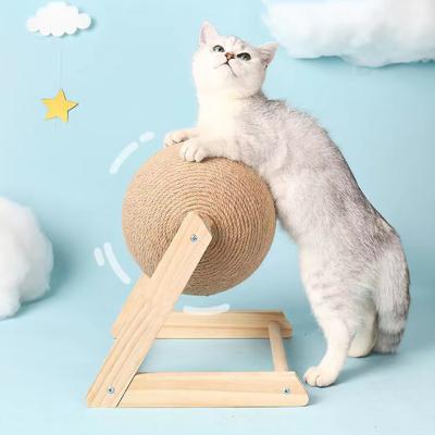 China Cat Scratching Post Pet Products Nature Sustainable Durable Sisal Cat Scratcher Toy Scratching Ball For Cats for sale