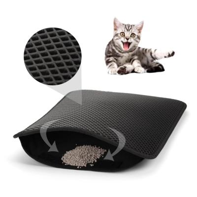 China Custom Double-Layer Non-Slip Folding Waterproof Cat Litter Trapper Mats Cat Pet Litter Mat Eva for sale