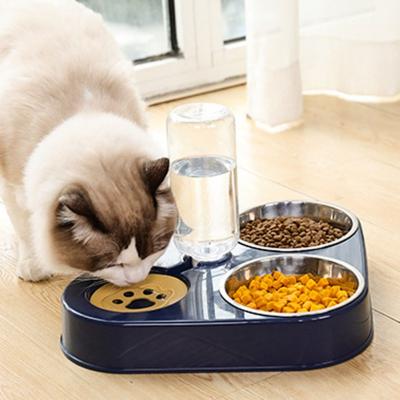 China 500ml Viable 3 in 1 Automatic Drinking Pet Cat Food Bowl Automatic Stainless Steel Feeder Dispenser for Dog Cat Bowl for sale