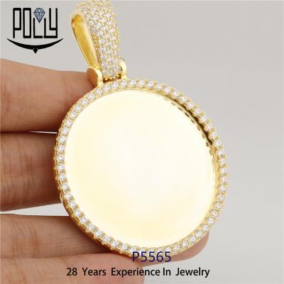 China Photo Frames Charm Wholesale Mens 925 Silver Glazed CZ Hip Hop Jewelry Photo Frames Charm Pendant In Stock for sale