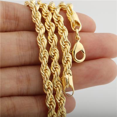 China Hot Hiphop Men Fashion Rope Chain Necklace Collar Brass Gold Plated for sale