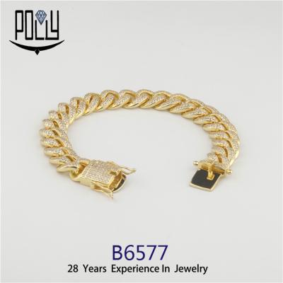 China Hot Hiphop Jewelry New Full Iced Out Cuban Bing Hip Hop Bracelet Men for sale