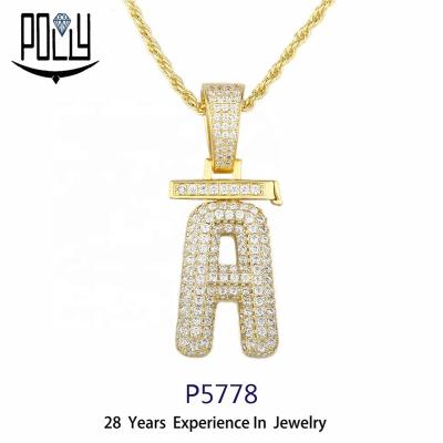 China Wholesale Silver Hiphop Moissanite Pendant 925 Jewelry Initial Pendant for sale