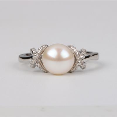 China Blow Setting Factory Direct Sale Unique Natural Seawater Pearl Silver Ring for sale