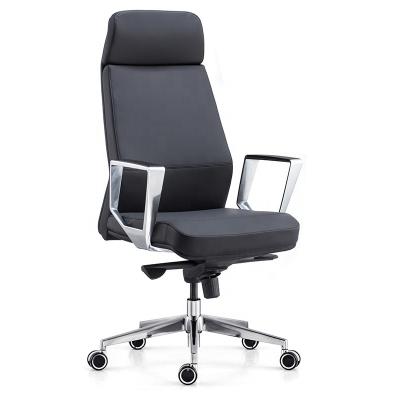 China Adjustable Comfortable Steel Conference Swivel Chair Factory Price Leather Ergonomic Home Office Computer Chair (Height) for sale