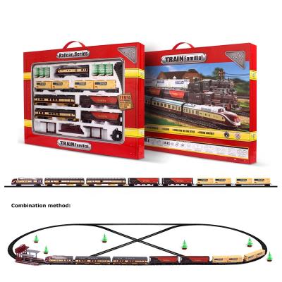 China 1:87 DIY Battery Operated Educational Railway Station Toy With Light And Music Electric Train Track Locomotive Set Slot Toys With Light And Music For Children for sale