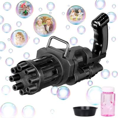 China 2021 Wholesale Hot Selling Amazon New Plastic Automatic Gatling Bubble Machine Gun For Kids for sale