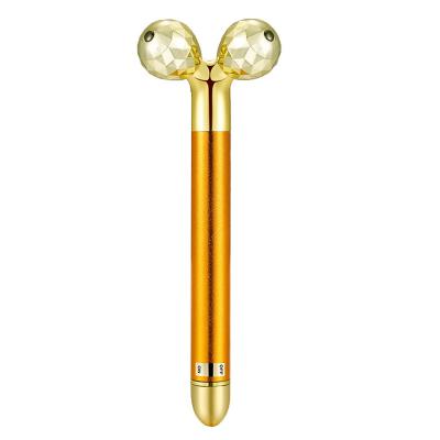 China Beauty Gold Bar Face Lift 2-IN-1 Face Roller 24K Skin Massage Roller Facial Stick for sale