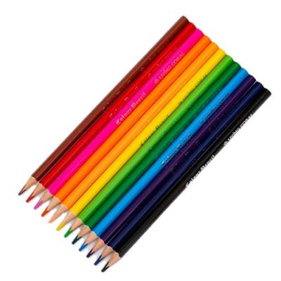 China Professional Oily Colored Wooden Colored Drawing Pencil 7 Inch 12 Color Lead Triangular High Concentration Rod for sale