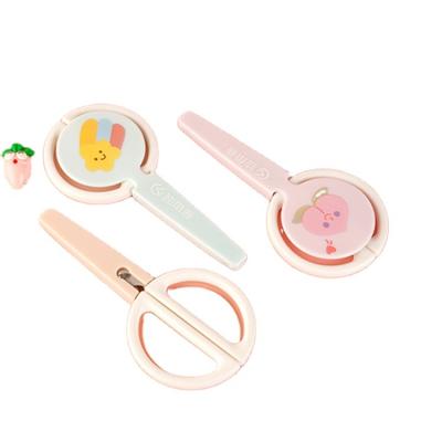 China Ergonomic Design Cartoon Picturescute Office Supplies Child Scissors With Protective Case Scissors And Shear for sale