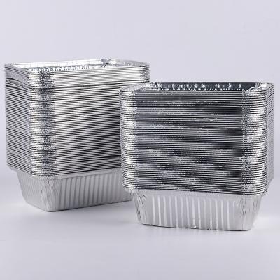 China Food Factory Supply Disposable Tin Foil Dishes Grill Pan Aluminum Foil Container Tray With Cardboard Lid for sale