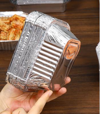 China Factory Supply Disposable Aluminum Foil Tin Foil Dishes Grill Pan Food Packaging Container Tray With Plastic Lid for sale