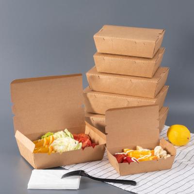 China Biodegradable Customize Restaurant Logo Custom Biodegradable Takeaway Disposable Containers Food Packaging Quick Take Out Box Brown Lunch Paper for sale