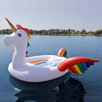 China Rainbow Unicorn Pool Float Gigantic Inflatable Airtight Airtight Bird Island for sale