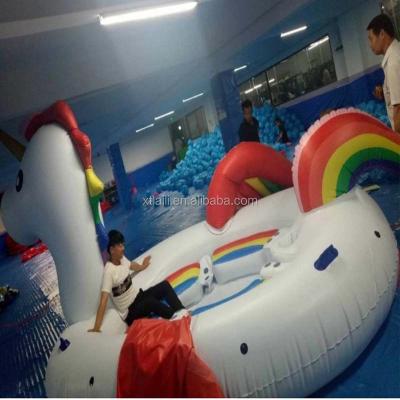 China 2018 New Big Flamingo Custom Airtight Unicorn Swan Giant Water Bed 6 Person Huge Inflatable Sea Float for sale