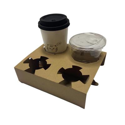 China Recyclable Corrugated Box Coffee Beverage 2 4 Cup Holder Tray Cup Carrier Paper Cup Holders for sale