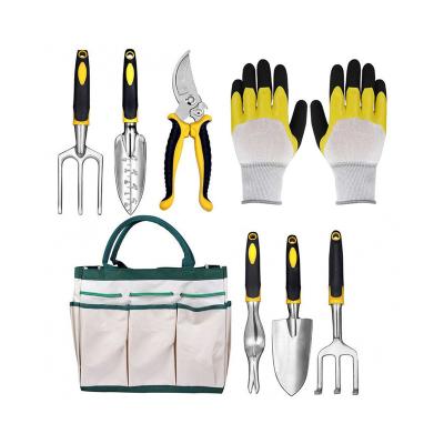 China Hot Sale 8 Pcs Gardening Tool Kit Stainless Steel Heavy Duty With Water Proof Tote Garden Tool Set For Gardening Gifts for sale