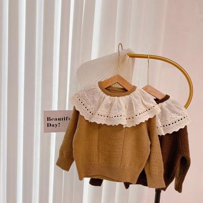 China Qy new style anti-shrink knitted baby solid color sweater kids 2-7 year old warm top child girl sweater for sale