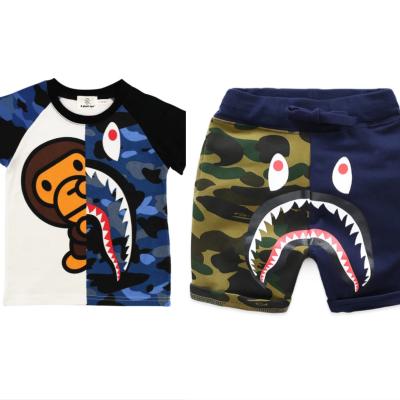 China Qy Casual Wholesale New Arrival Boys Summer Set Short Sleeve T-shirts Shorts Pants 2 Pieces Kids Wear Boy's Clothing Sets for sale