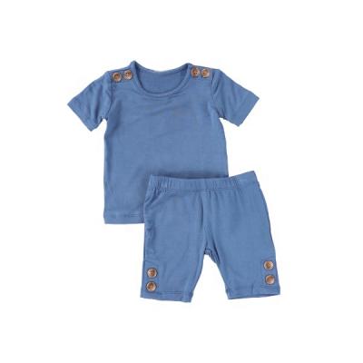 China Kids Anti-Static Cotton Summer Short Sleeve T-Shirt And Shorts Infant Pajamas Button Up Outfits for sale