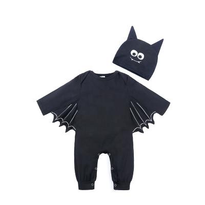 China Cotton Qy Halloween Outfits Infant Baby Jumpsuit Rompers Newborn Clothing Bat Shape Long Sleeves Cotton Onesie For 3-24M for sale