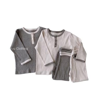 China QUICK DRY with Buttons Toddlers Cotton Pajamas Sets Long Sleeve Baby Boy and Girls O-Neck Sleepwear Infants Homewear for sale