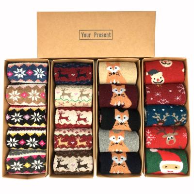 China Lovely Winter Qy Winter Wool Rabbit Ladies Christmas Deer Tree Extra Thick Warm Cat Socks QUICK DRY Medium Qy Storage Gift Box for sale