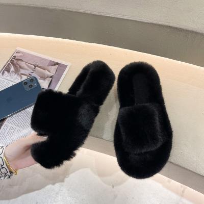 China New Hairy Outdoor Women's Thick-soled Flip Flops Ladies Stand-alone Slippers Ladies Fashion Trend Fashion Shoes for sale