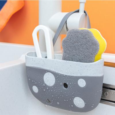 China Viable Sink Faucet Bathroom Kitchen Sponge Storage Bag Hanging Drain Basket for sale