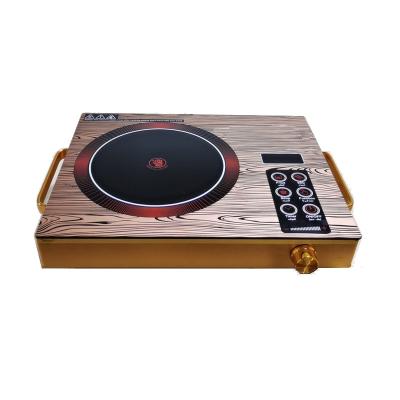 China Micro Black Crystal Electric BBQ Cooker Gold Color Power Saving+Eco-Friendly Heating Plate Aluminum Body With Handle Knob Control Electric Infrared Cooker for sale