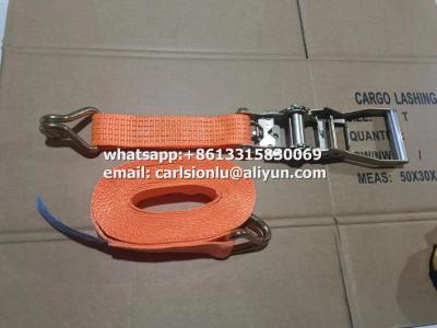 China Polyester Orange Ratchet Straps for Safe and Easy Cargo Tie-Down in Bright Orange for sale