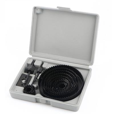 China Black Color Wood Plastic Box Packing C45 Carbon Steel Hole Saw Wood Set for sale