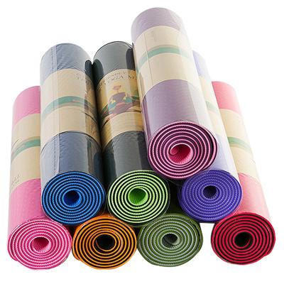 China Custom Logo Durable Use Double Layer 6mm Tape Anti-Slip Home Yoga Mat Foldable Eco-Friendly Waterproof Washable Anti-Slip Fitness for sale