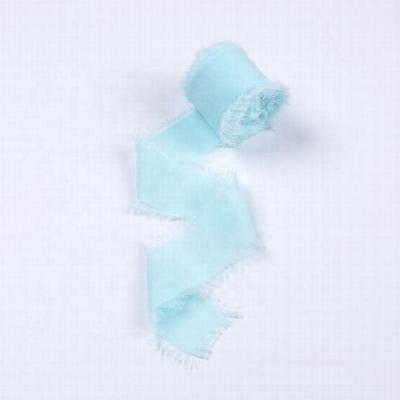 China Viable Handmade Custom Rough Edge Color Soft Raw Edge Chiffon Ribbon For Gift Wrapping for sale