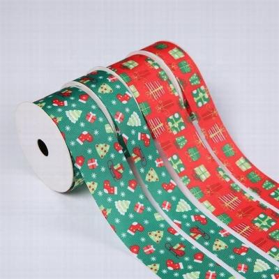 China High tenacity red and green christmas grosgrain decorative printed ribbon 1.5inch 3inch with 1-150cm width for sale