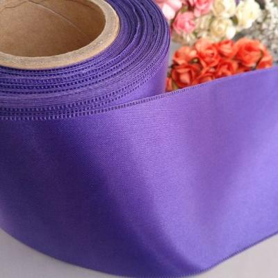 China Decorative High Tenacity Polyester 100% Smooth Wide Purple Satin Ribbon for sale