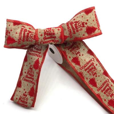 China High Tenacity Burlap And Ribbon Christmas Tree Flocked Ribbon Crafts Cable Gift Wrapping for sale