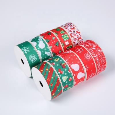 China High Tenacity Ribbon Merry Christmas Ribbon Christmas Gift Wrap Printed Grosgrain Ribbon for sale