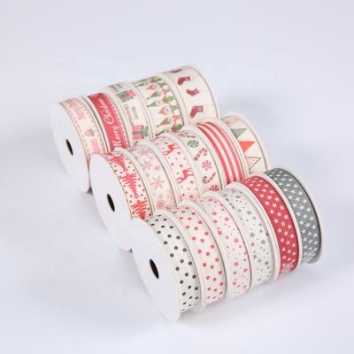 China High Tenacity Woven Edge Ribbon Christmas Cotton Ribbon For Birthday Party Decoration Gift Craft Wrapping for sale