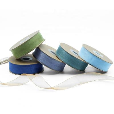 China Present High Tenacity Wrapping Polyester Solid Color 2.5cm Luster Organza Ribbon Gauze for sale