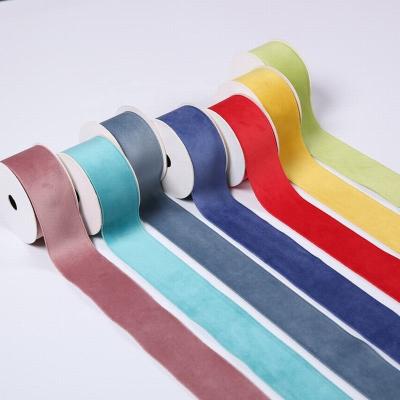 China Gift Wrapping New Arrivals Pressed Edge Velvet Ribbon Custom Cheap Colorful Velvet Ribbon for sale