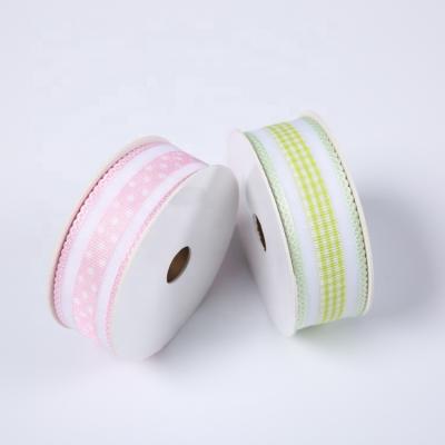 China Medium High Tenacity Dots And Plaid Pattern Craft Ribbon For Packaging Decoration for sale