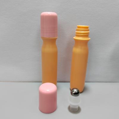 China Low MOQ 8ml Cosmetic Yellow Color Essential Oil Stainless Steel Custom Roller Bottle Perfume Roll On PP Plastic Roller Bottle for sale