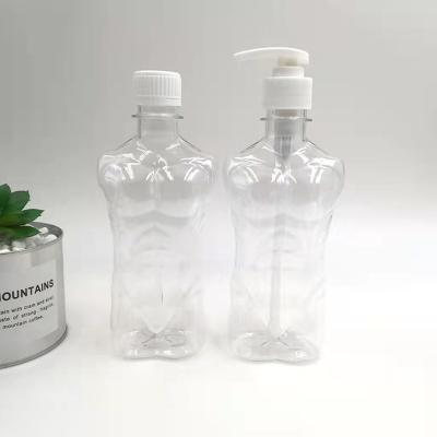 China Originality Plastic Bottle Juice Bottle Transparent Drinking Bottle Hot Selling Pet 350ml Muscle Man Plastic Clear Drink for sale