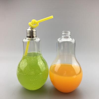 China Beverage 100ml led transparent 300ML 400ML 500ML Juice Drinking Light Bulb Bottle for sale