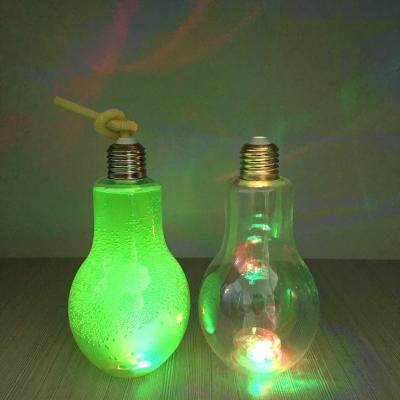 China Custom Beverage Bottle Factory Outlet Goods Attractive Bulb Shape Bottle Led 100ml 380ML 500ML For Juice Drinking for sale