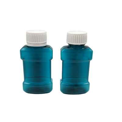 China 70ML Pet Cosmetic Shrink Wrap Label Empty Plastic Mouthwash Bottle Packaging With Sealing Cap for sale