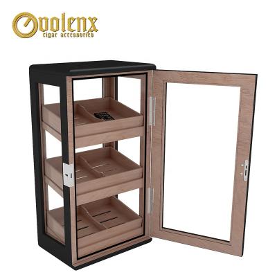 China Matt Display Acrylic Cigar Humidor Wooden Glass Electric Cabinet for sale