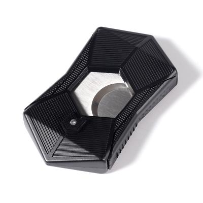 China Shape Blades All Cigar Accessories Custom Logo Wholesale Double Blade Push-Button Automatic Open Cigar Cutter for sale