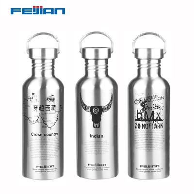 China FEIJIAN 750ML/26OZ 304 stainless steel single wall flask sport sustainable water bottle thermos for outdoor for sale